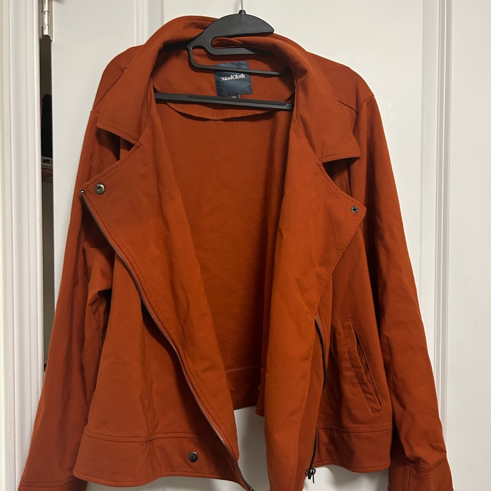 ModCloth burnt orange moto jacket